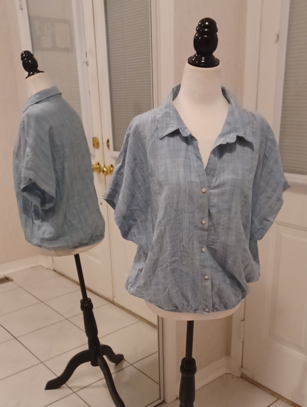 4/$60 Mavi Light Blue Short-Sleeve Button Down Shirt - Size Large